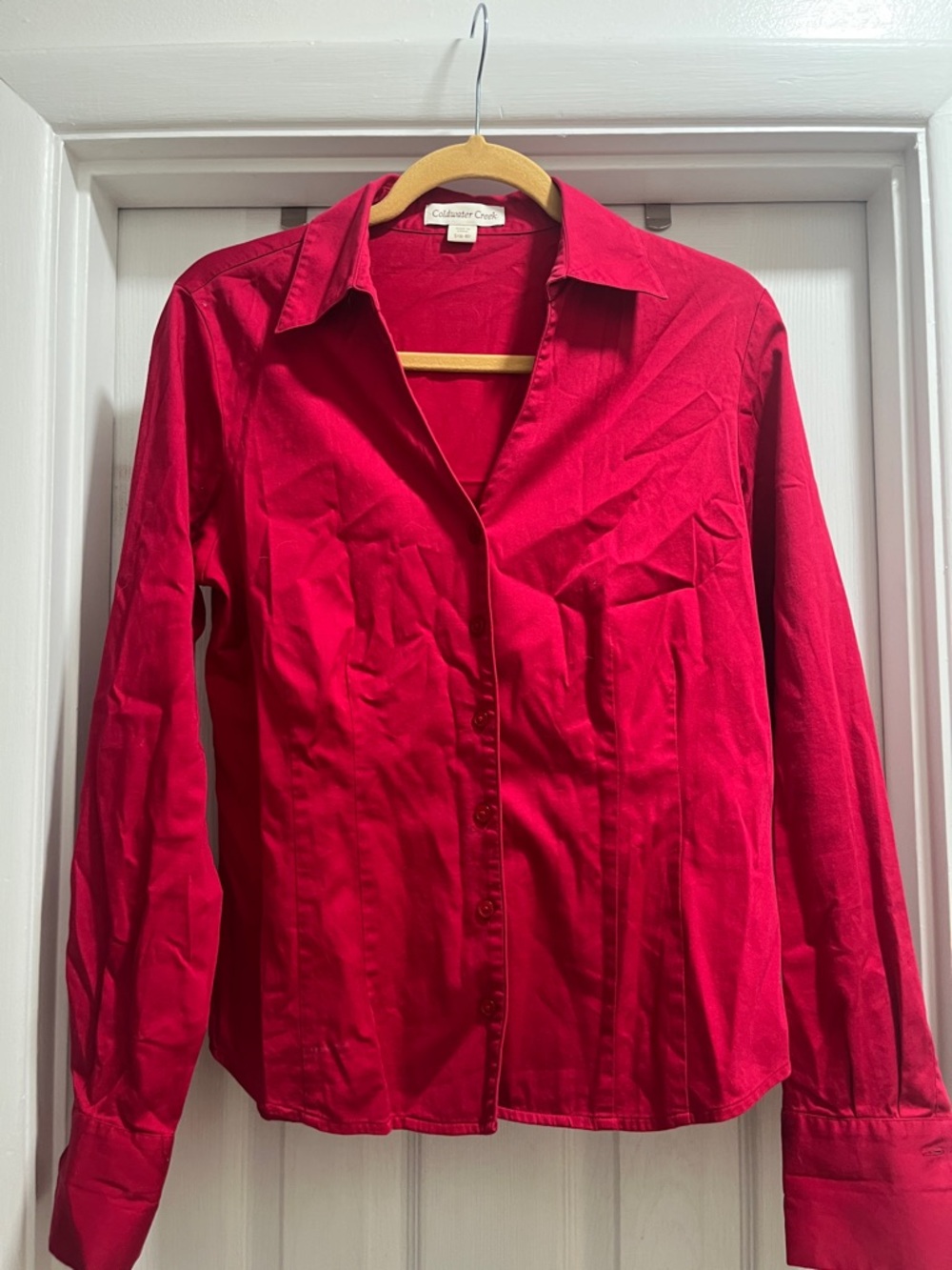 Coldwater Creek Vibrant Red Fitted Button-Down Shirt